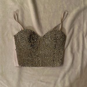 Bejeweled crop top, gems individually sewn on! Only worn one time.